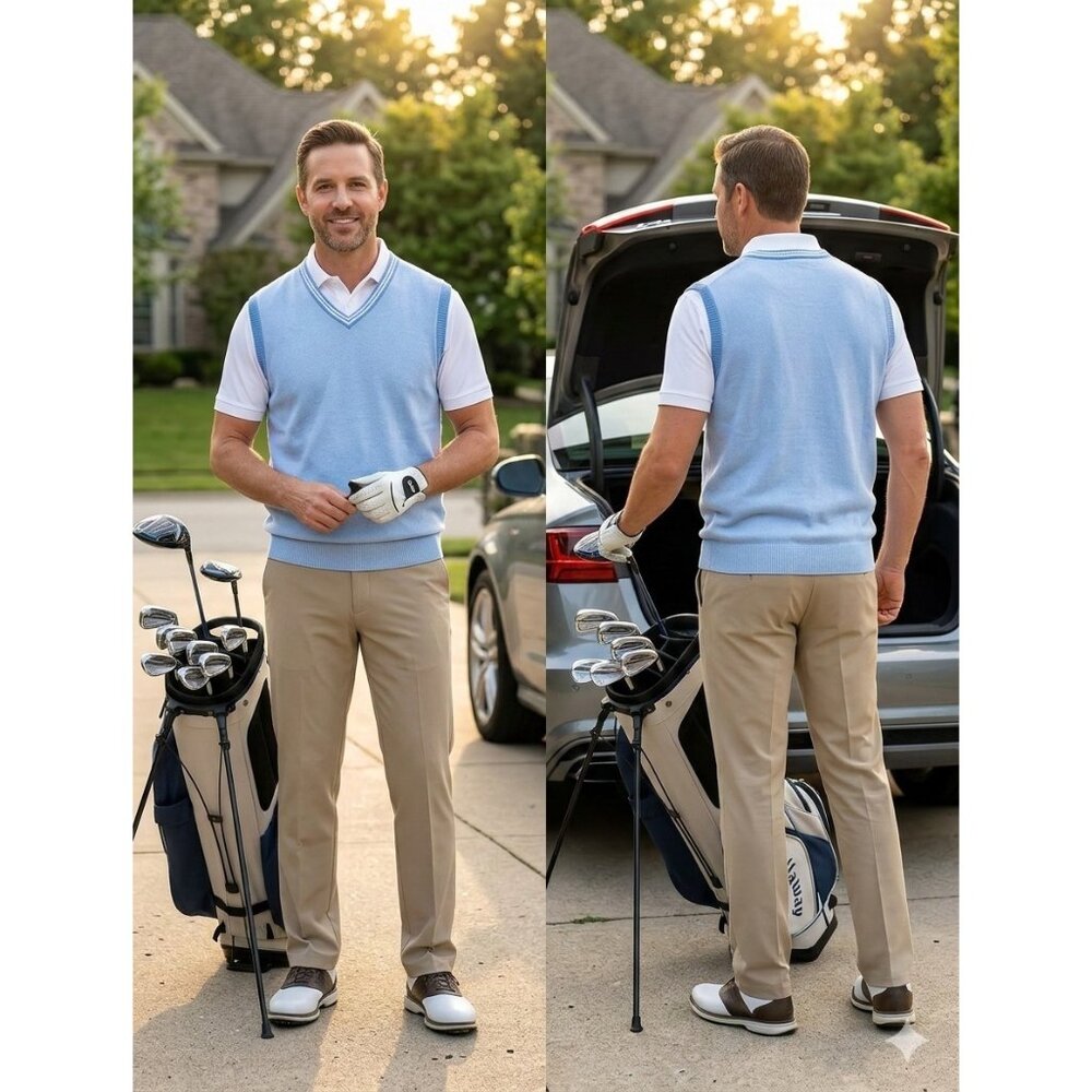 American Classics Russell Simmons Men's Blue Cotton Knit Sweater Vest Size M...